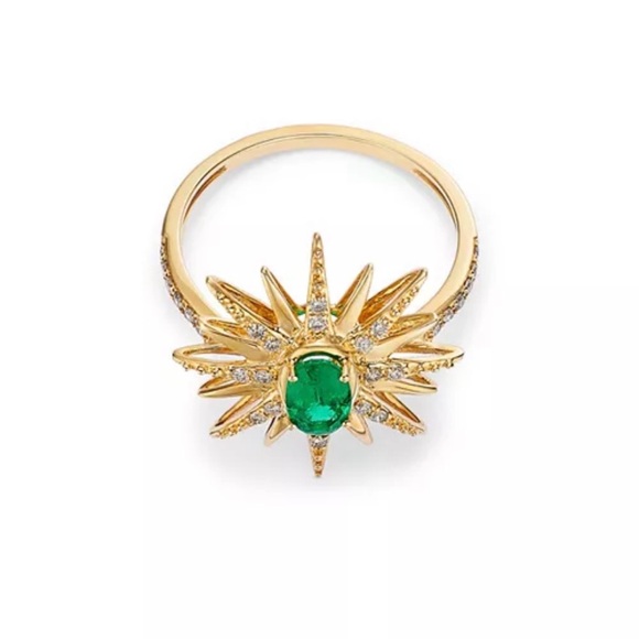 Gold and Emerald Sunburst Ring - Picture 3 of 14